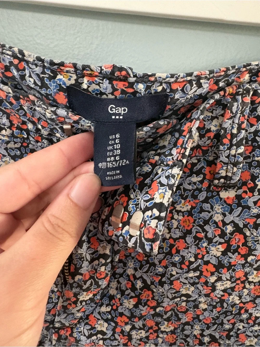 GAP Floral Jean Shorts - Navy with Coral and Light Blue